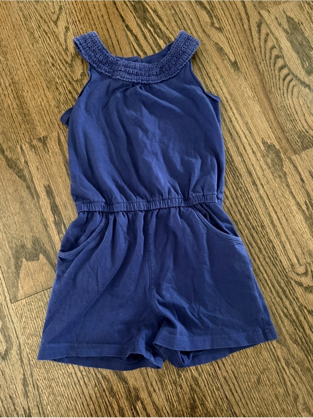 Carter's Navy Crochet-Neck Girls Romper